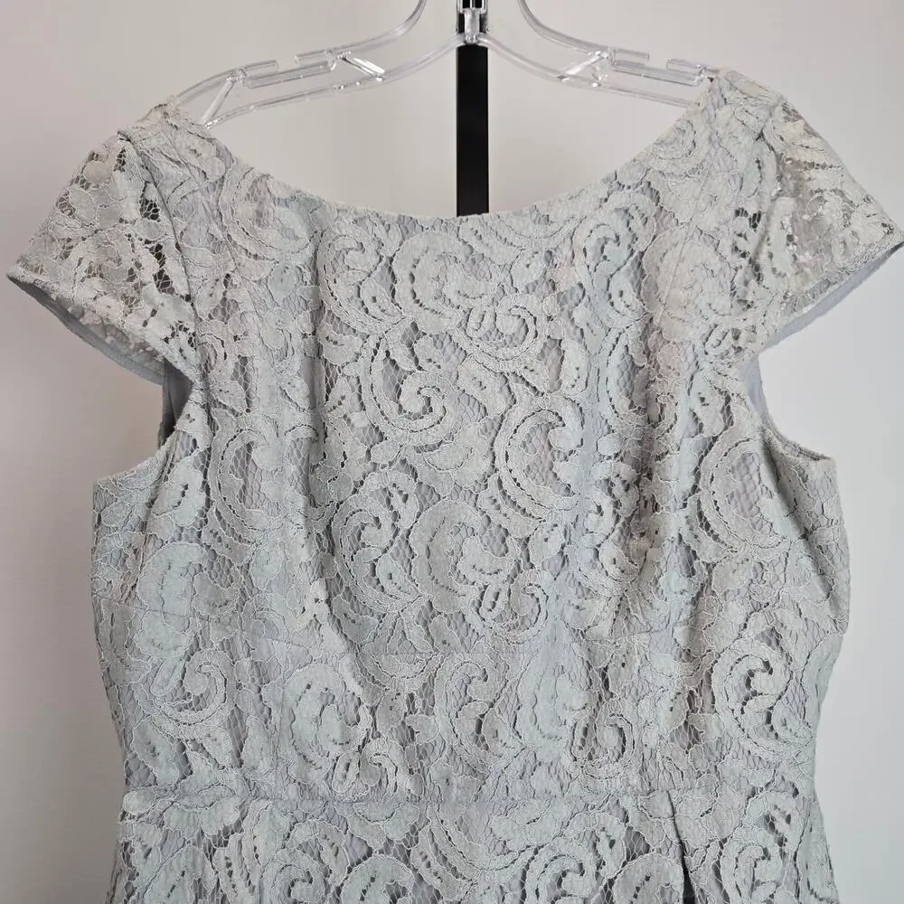J. Crew Lace Sheath Dress Elsa Light Gray Event Cocktail‎ Party Plus 16
